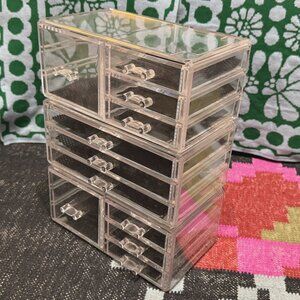 Acrylic Multi-Function Stackable 3-Piece Drawer Beauty Organizer, Clear